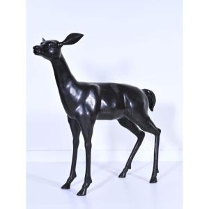 Grand daim en bronze circa 1950