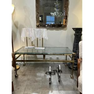 Table basse en bronze et verre 1988