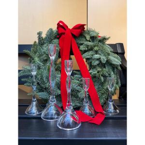 5 Glass Candle Holders By Vicke Lindstrand Sweden 1970