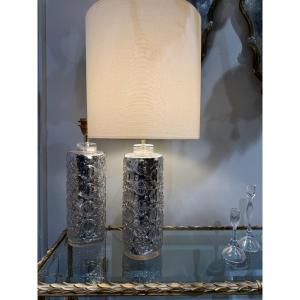 Pair Of Orrefors Glass Lamps, Sweden, 1970