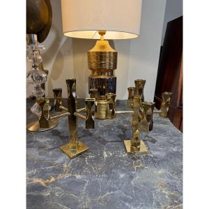 Paire de bougeoirs en laiton suede 1980