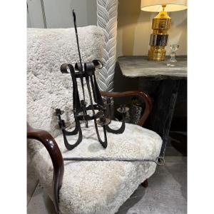 Lustre en fer forge Suede circa 1960
