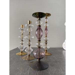 Collection Of 4 Hoglund Candlesticks Circa 1970