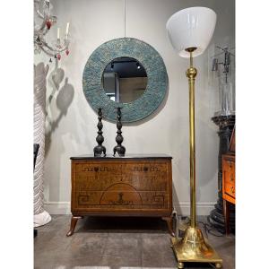 Miroir en terre cuite emaillee Italie 1940