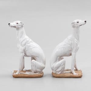 Pair Of Ceramic Greyhounds, Circa 1960
