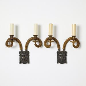 Paire d appliqués en bronze Suede 19eme 