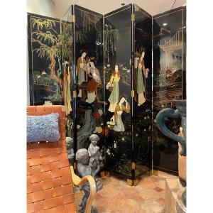 Large Japanese Screen With 6 Leaves Circa 1960