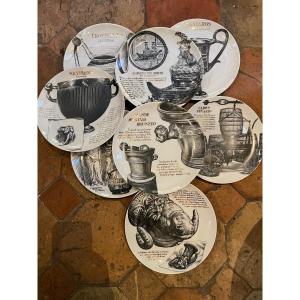 9 Fornasetti Plates Circa 1970