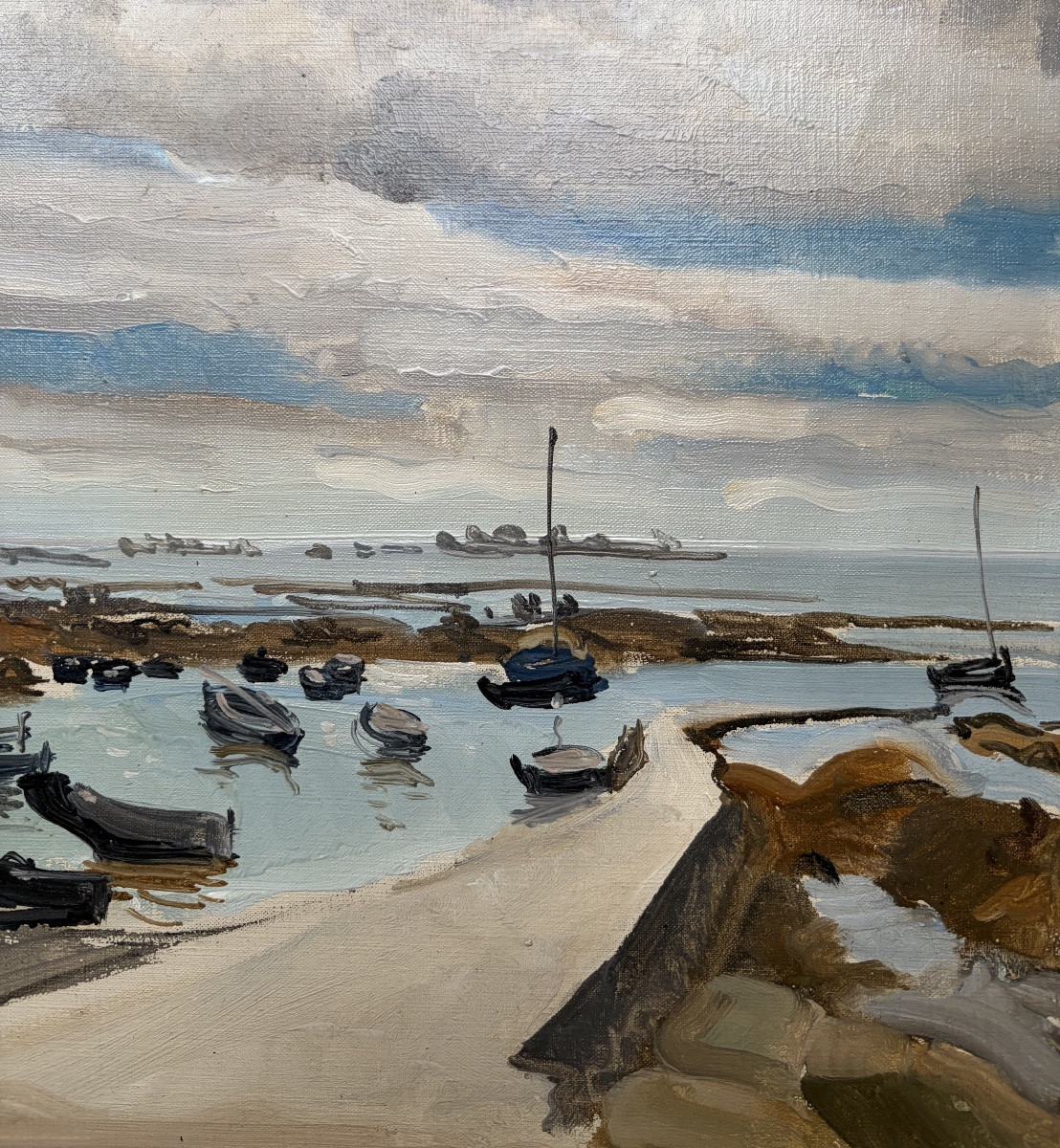 Edmond Ceria, The Port Of Saint Guénolé, Oil On Canvas-photo-2
