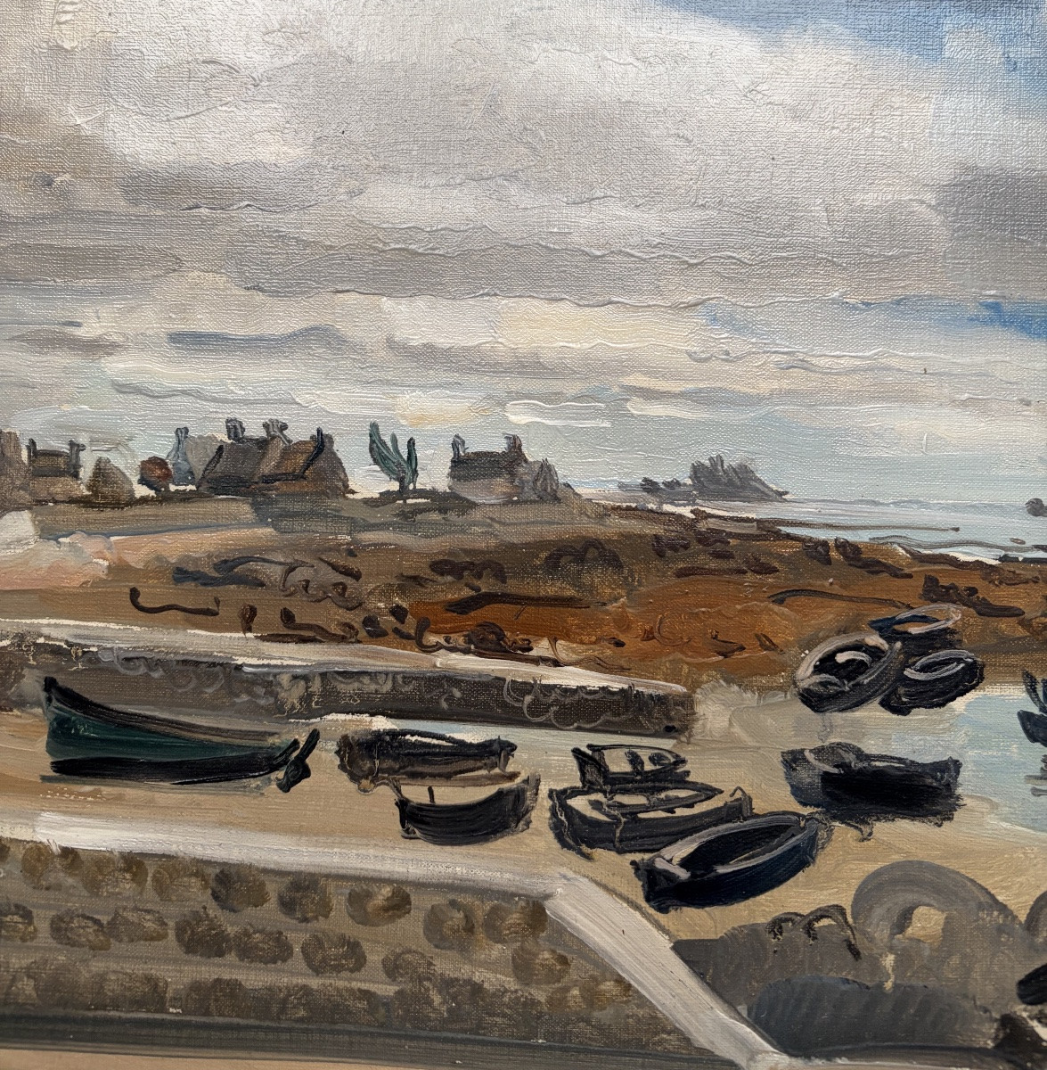 Edmond Ceria, The Port Of Saint Guénolé, Oil On Canvas-photo-3