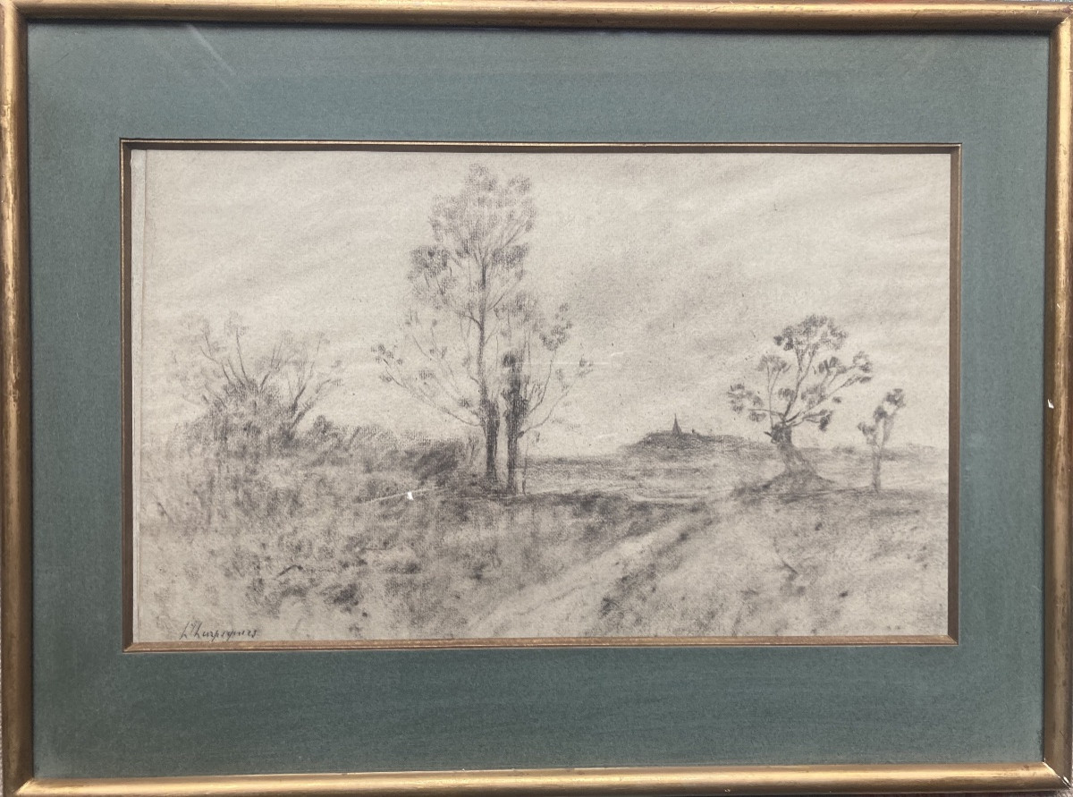 Henri Joseph Harpignie, Paysage, fusain -photo-2