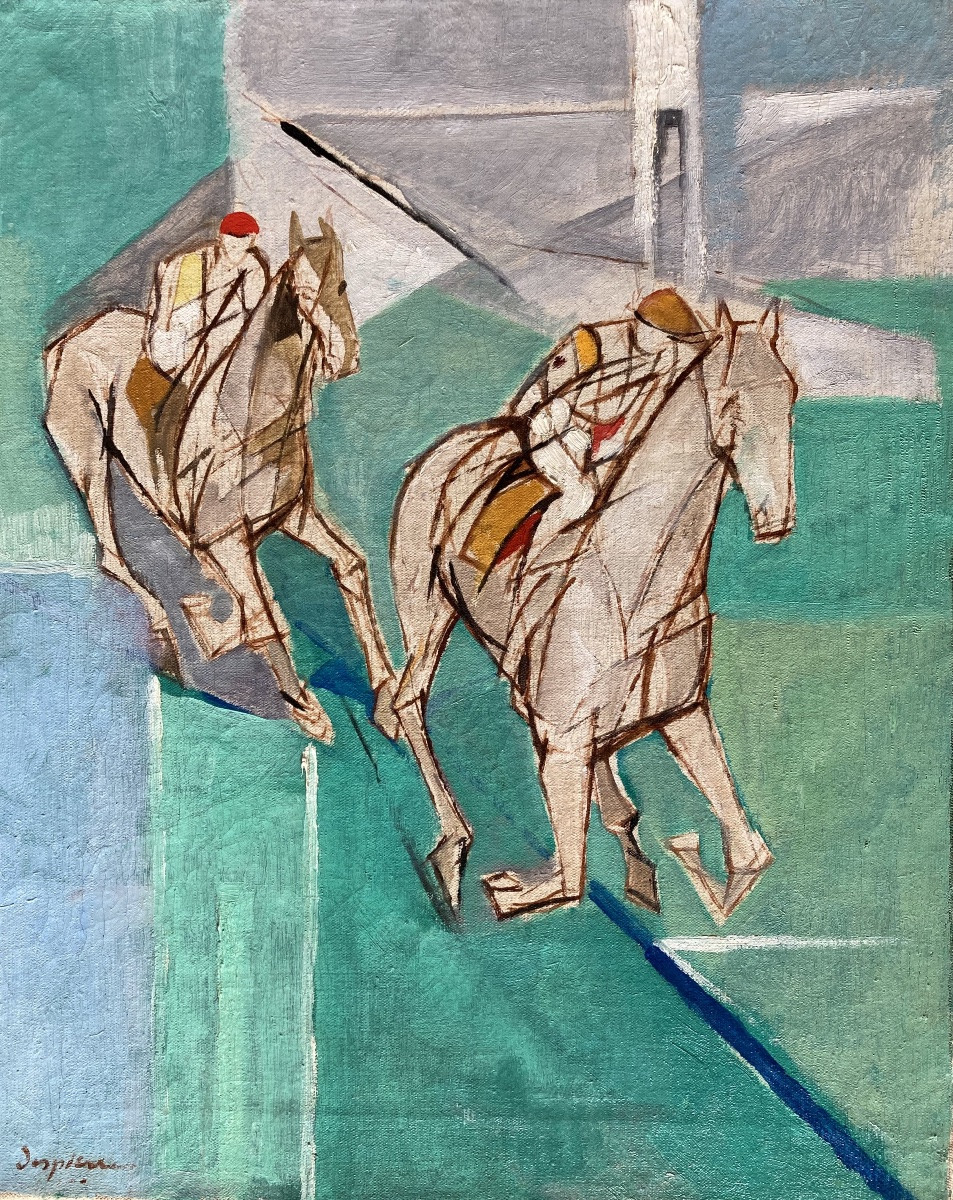 Despierre, Two Jockeys, Circa 1960, Oil On Canvas-photo-2