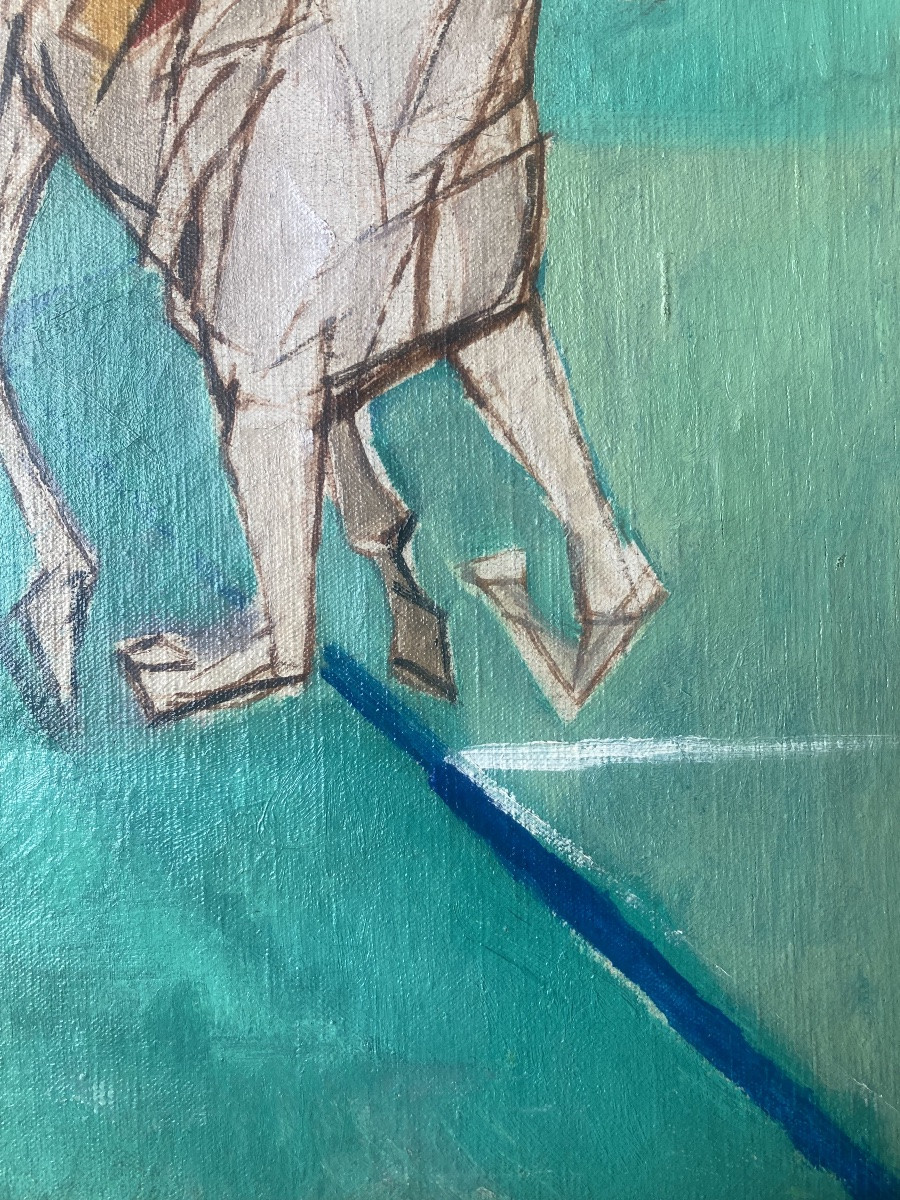 Despierre, Two Jockeys, Circa 1960, Oil On Canvas-photo-2