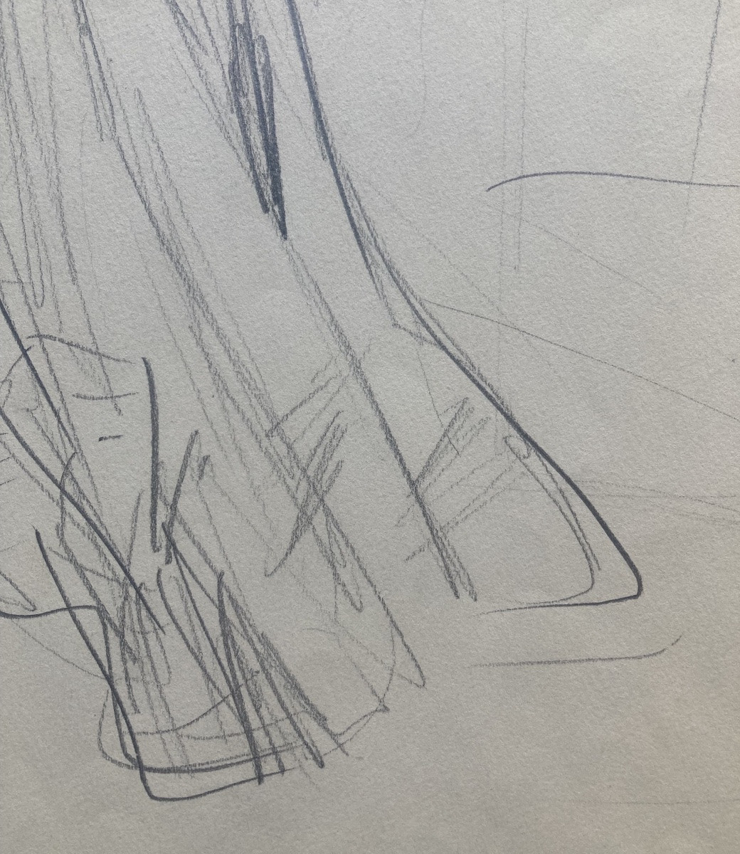 René Gruau, Robe Schiaparelli, Dessin Au Crayon-photo-3