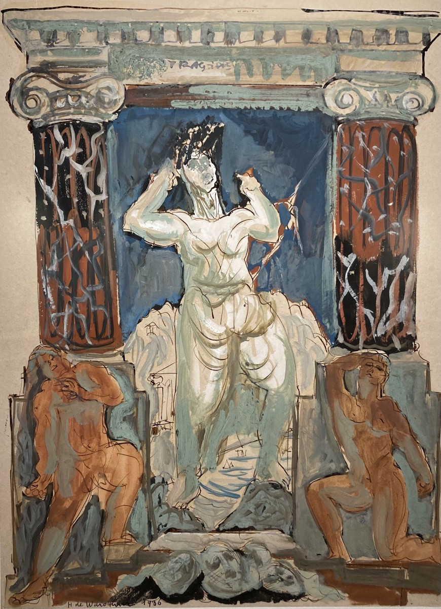 Waroquier, Etude pour La Tragédie Antique, fresque du Théâtre de Chaillot, 193
