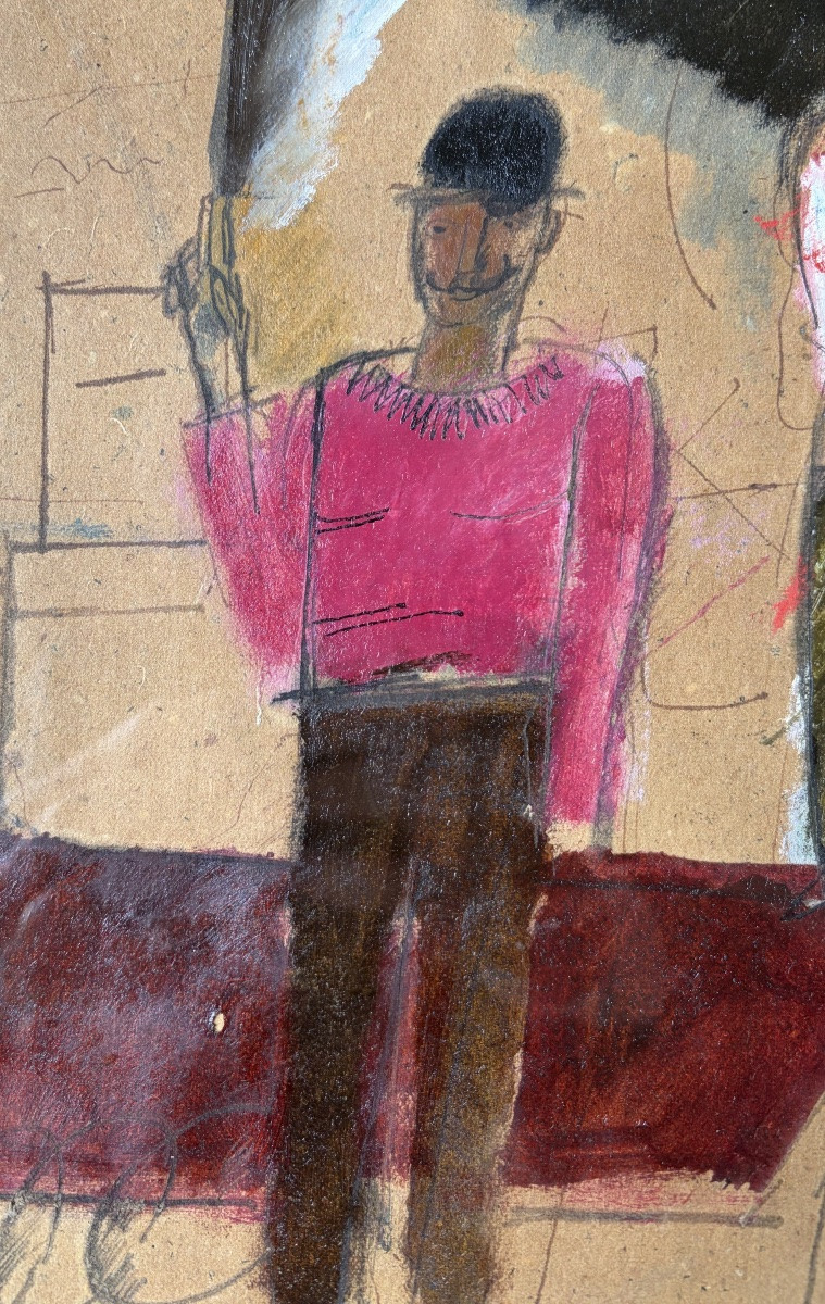 Charles Dufresne, Au Cirque, Ca. 1918-19, Oil On Paper-photo-2