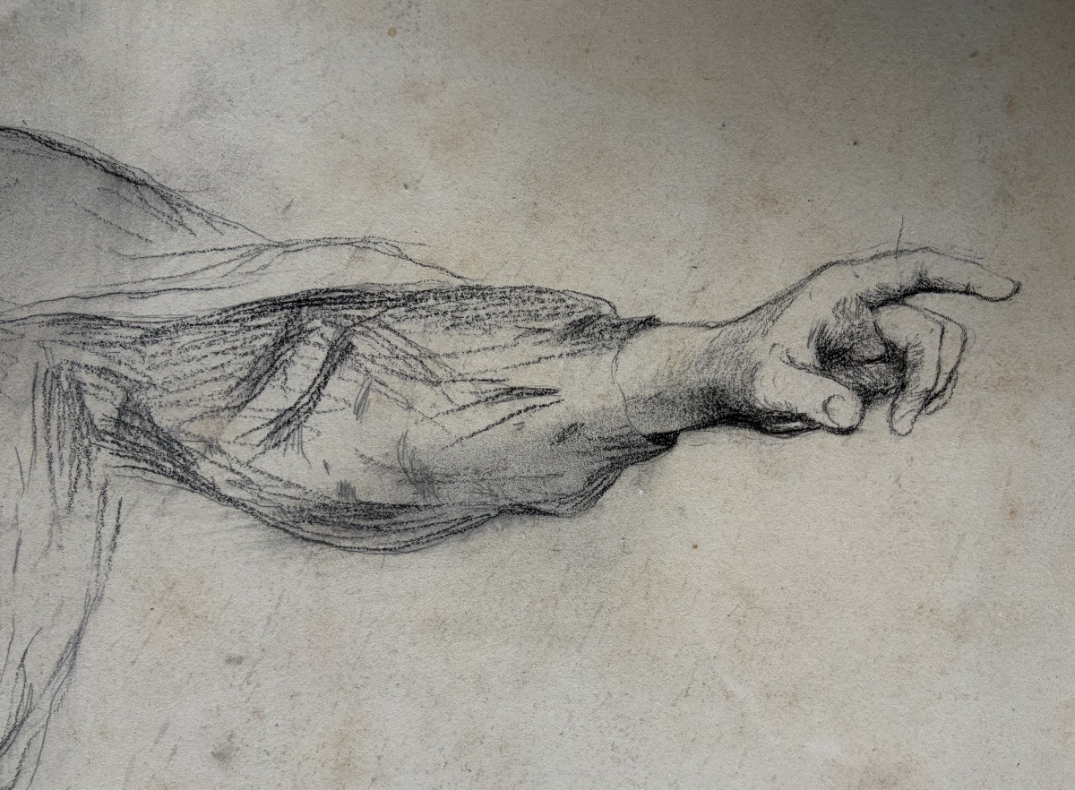 19th Century School, After The Florentine Renaissance, Charcoal On Paper-photo-3