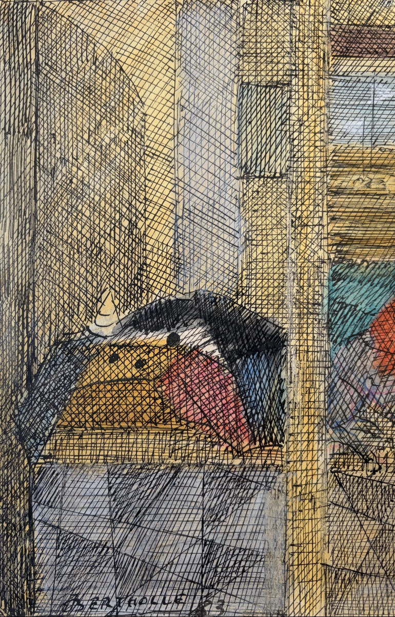 Bertholle, Interior And Riders, 1983, Watercolour And Ink-photo-3