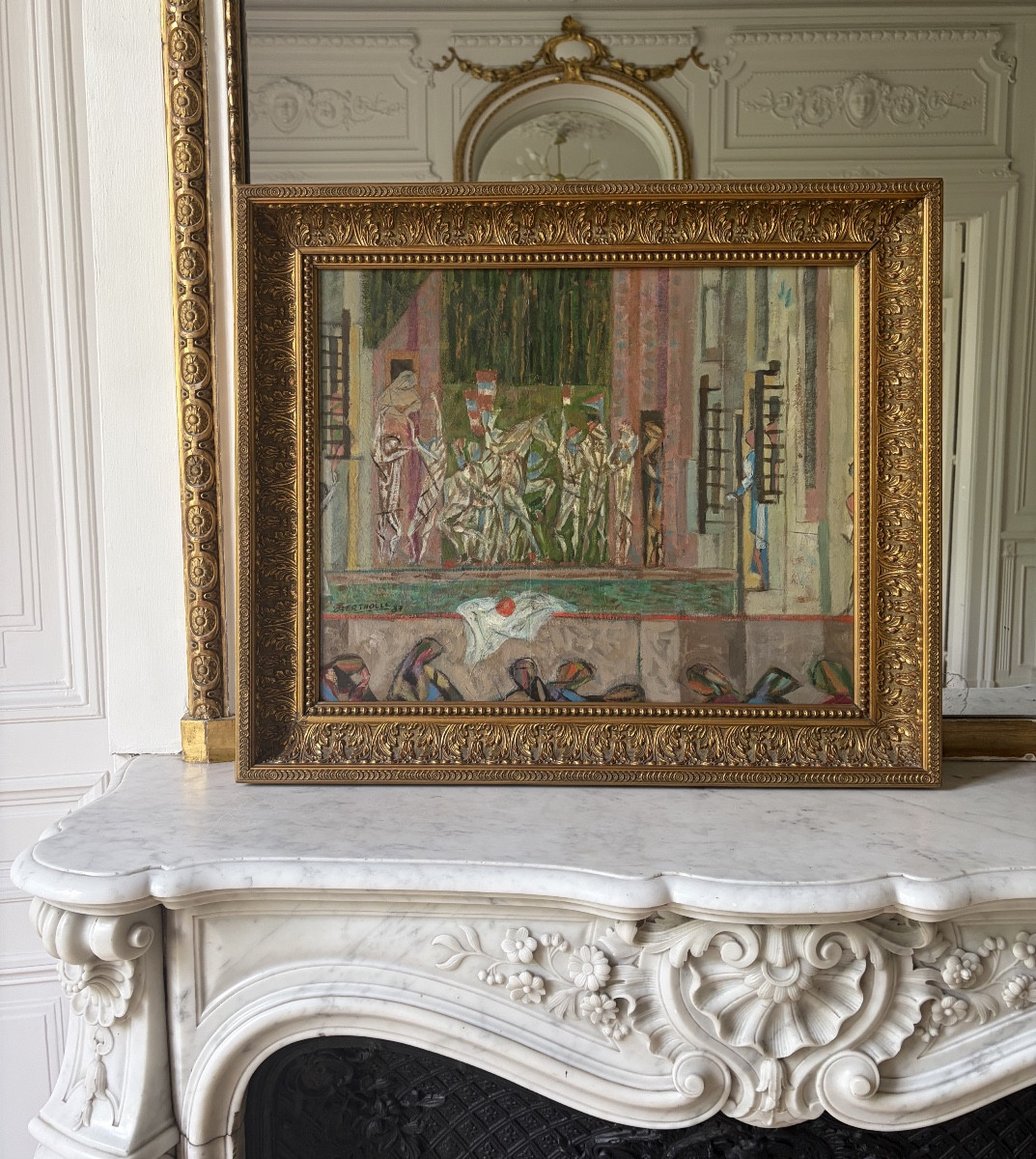 Bertholle, Figures et cavaliers, 1987, Huile sur panneau