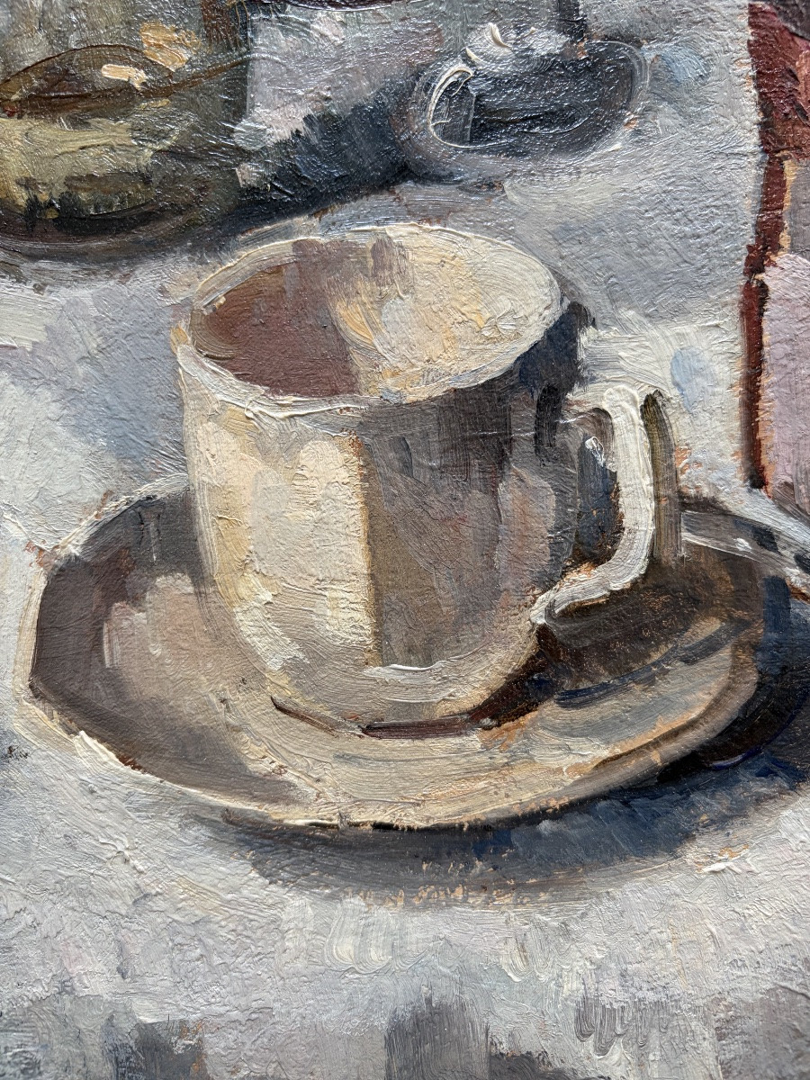 Edmond Ceria, Nature morte à la pipe, Huile sur toile-photo-4