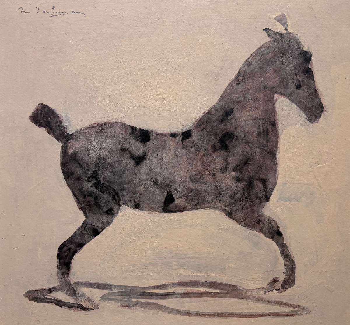 La Boulaye, Horses, Oil And Collage On Paper-photo-3