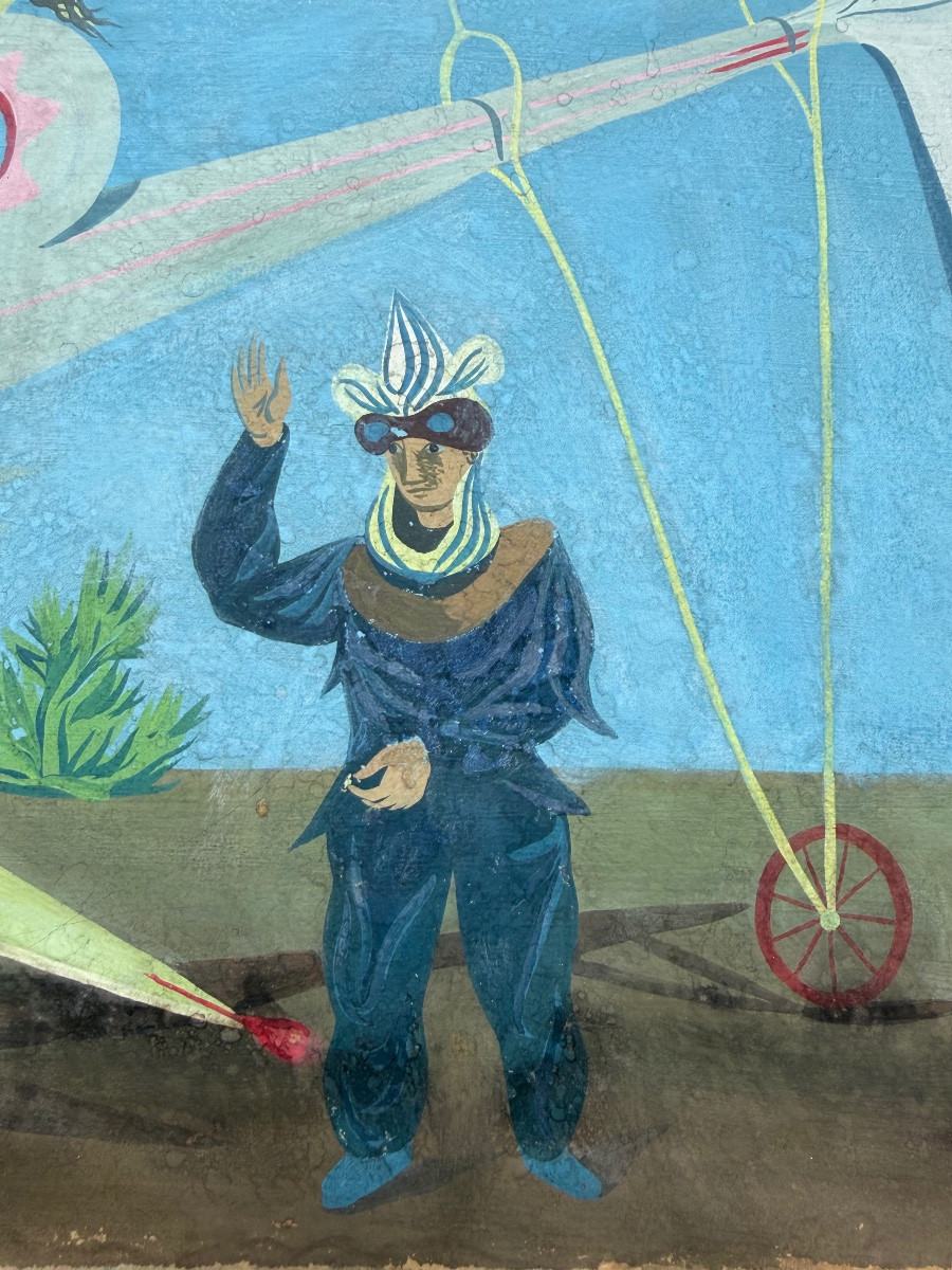 Lucien Coutaud, l'Aéroplane, 1937, Gouache-photo-2