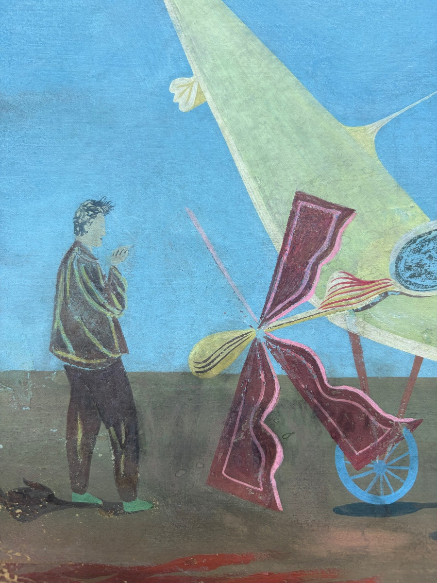 Lucien Coutaud, l'Aéroplane, 1937, Gouache-photo-3