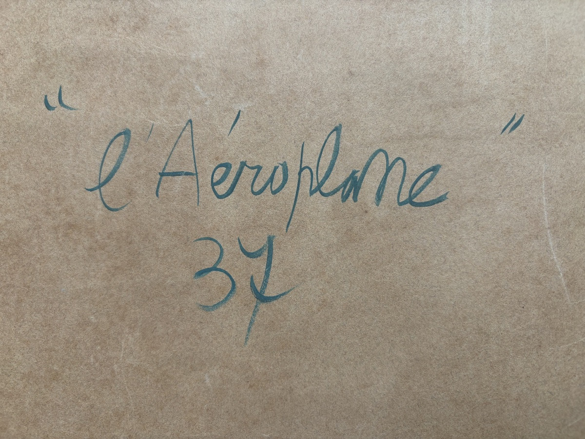 Lucien Coutaud, l'Aéroplane, 1937, Gouache-photo-2