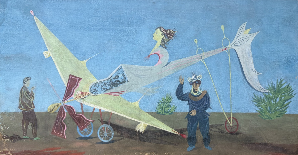 Lucien Coutaud, l'Aéroplane, 1937, Gouache
