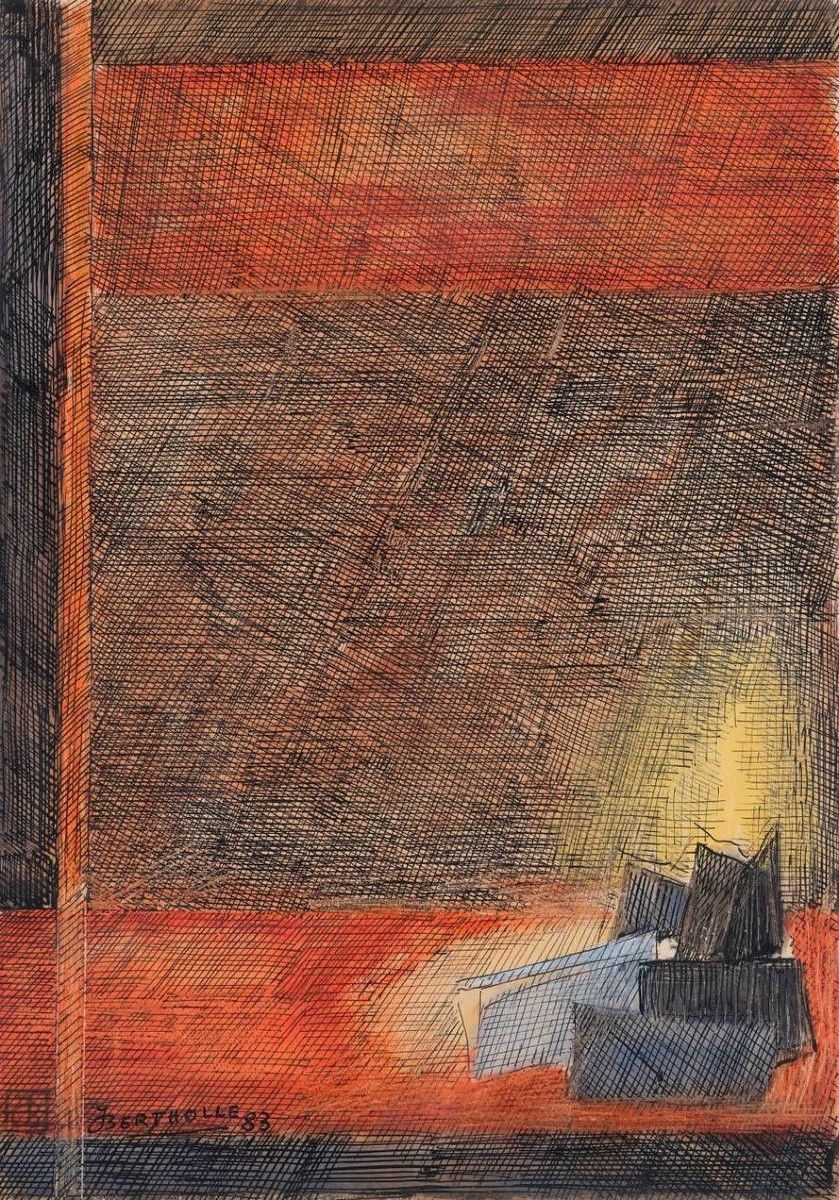 Bertholle, Les Livres, 1983, Watercolour And Ink