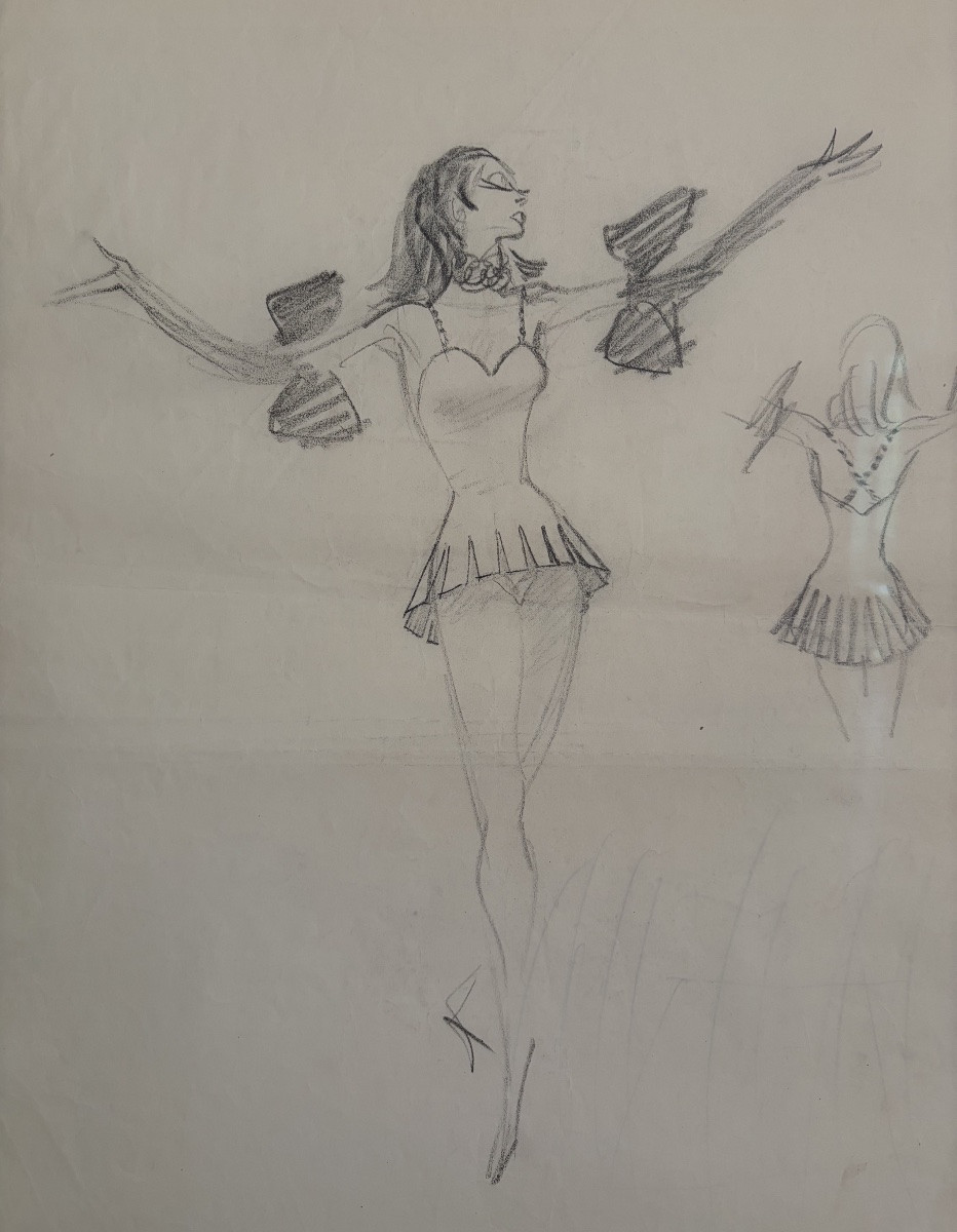 Gruau, Maquette de costume pour Ciné Bijou - Broadway Girl, 1953-photo-2