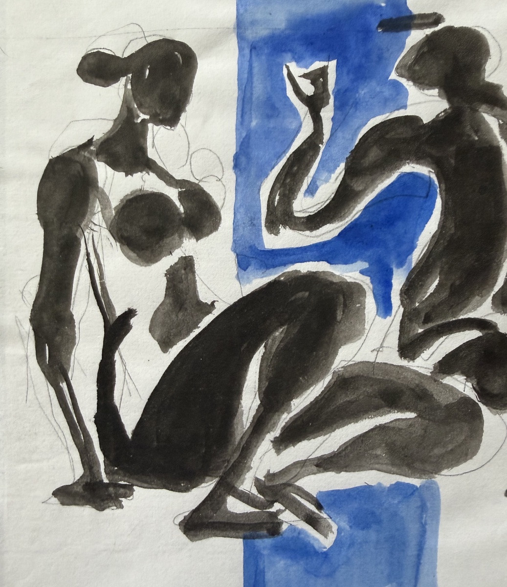 Despierre, Bathers, Circa 1970, Wash And Watercolor-photo-2