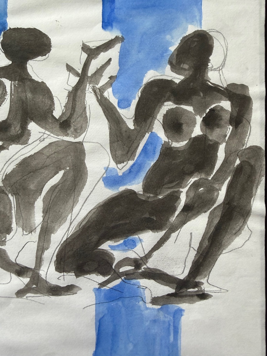 Despierre, Bathers, Circa 1970, Wash And Watercolor-photo-4