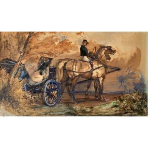 Eugène Lami, L’ombrelle Oubliée, vers 1835 