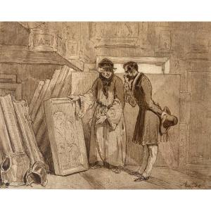 Raffet, At The Antique Dealer,  Drawing