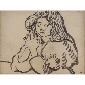 Louis Valtat, Portrait de Suzanne Valtat, circa 1902, encre