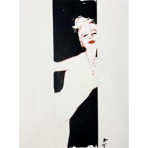 Gruau, Dans l'embrasure, encre et aquarelle