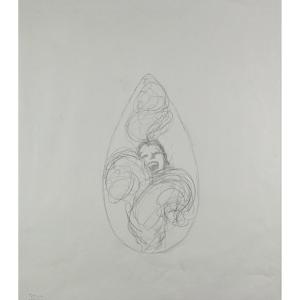 Gruau, Danseuse Du Lido, Pencil On Paper