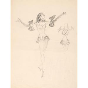 Gruau, Costume Model For Ciné Bijou - Broadway Girl, 1953