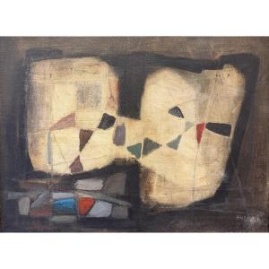 Jacques Duthoo, Composition, Oil On Canvas