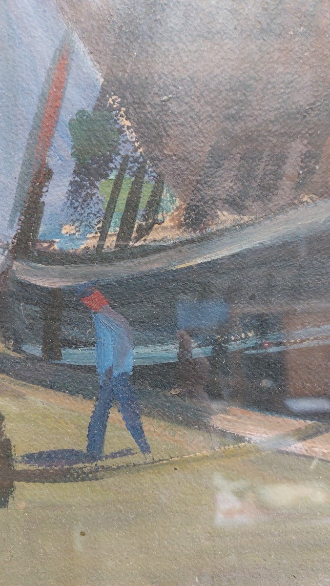 Georges Joubin (1888-1983)  "port d'Honfleur"-photo-2