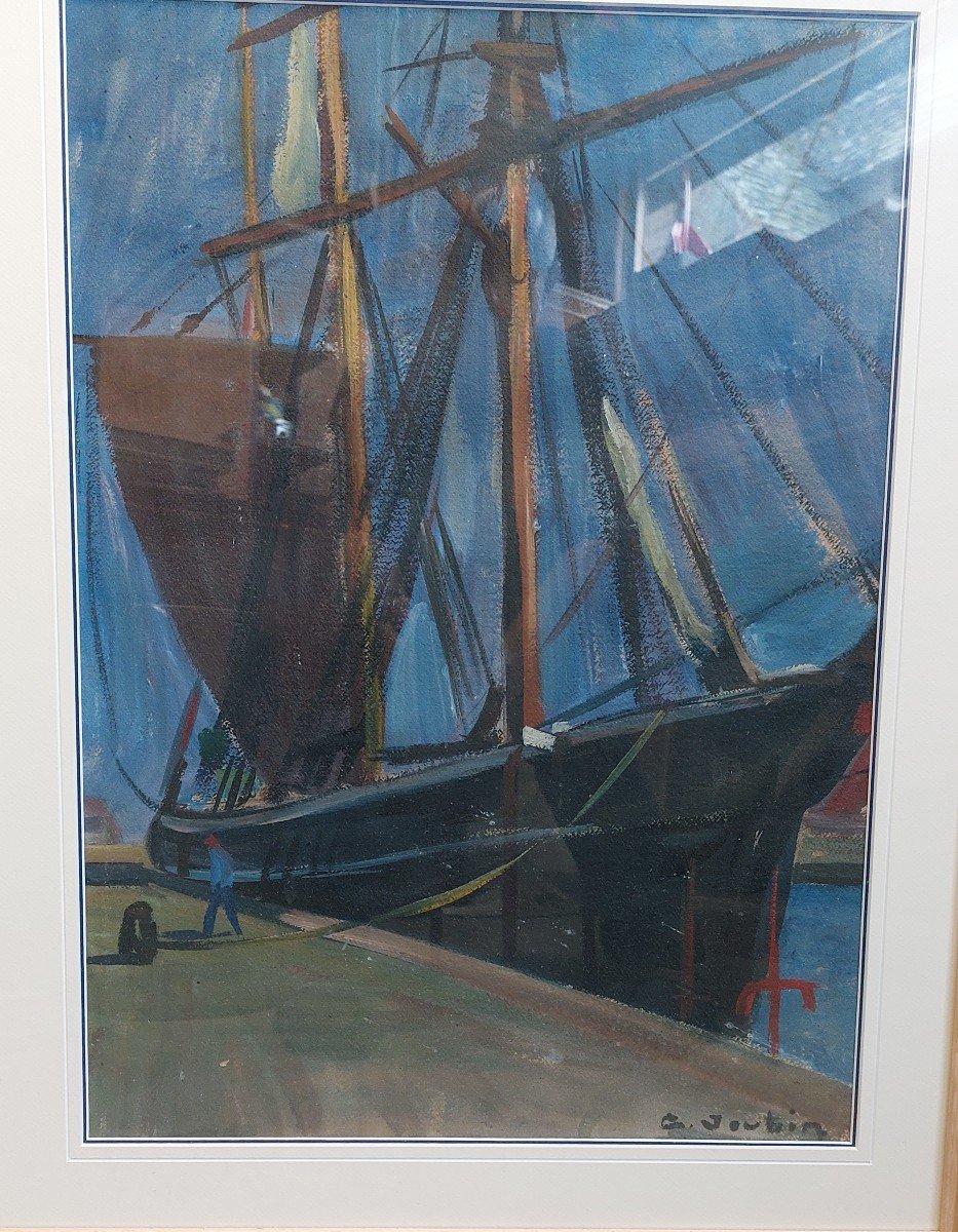 Georges Joubin (1888-1983)  "port d'Honfleur"-photo-3