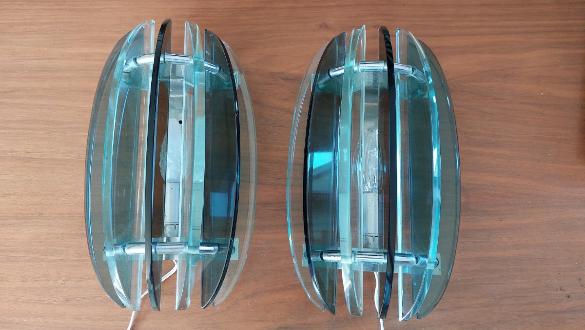 Pair Of Veca Wall Lights For Arte, Italy 1970s