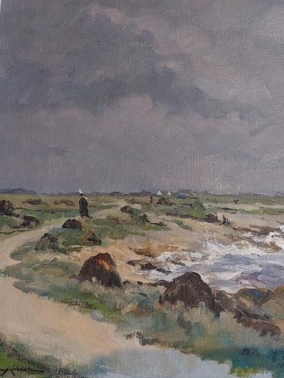 René Aubert  (1894-1977)  "Bord de mer en Bretagne"-photo-4