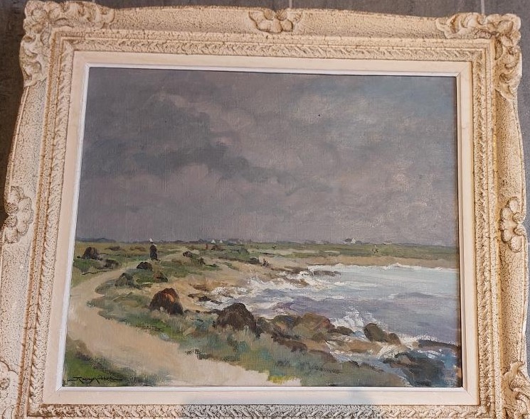 René Aubert  (1894-1977)  "Bord de mer en Bretagne"-photo-1
