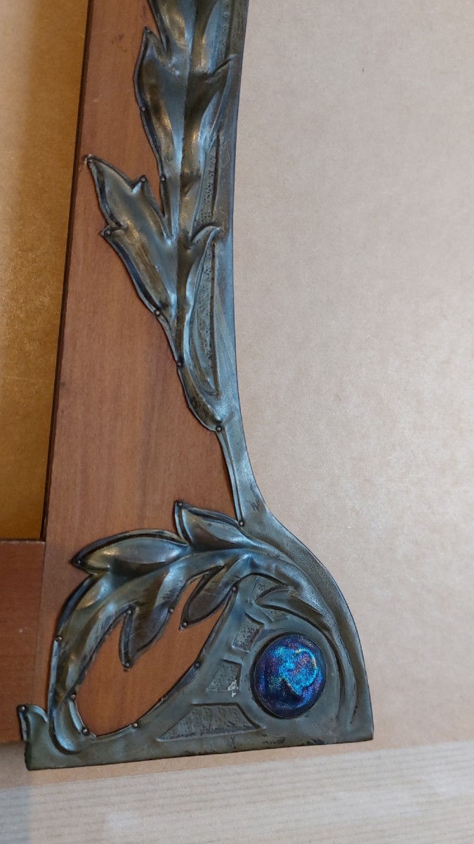 Art Nouveau Frame In Wood And Metal-photo-2