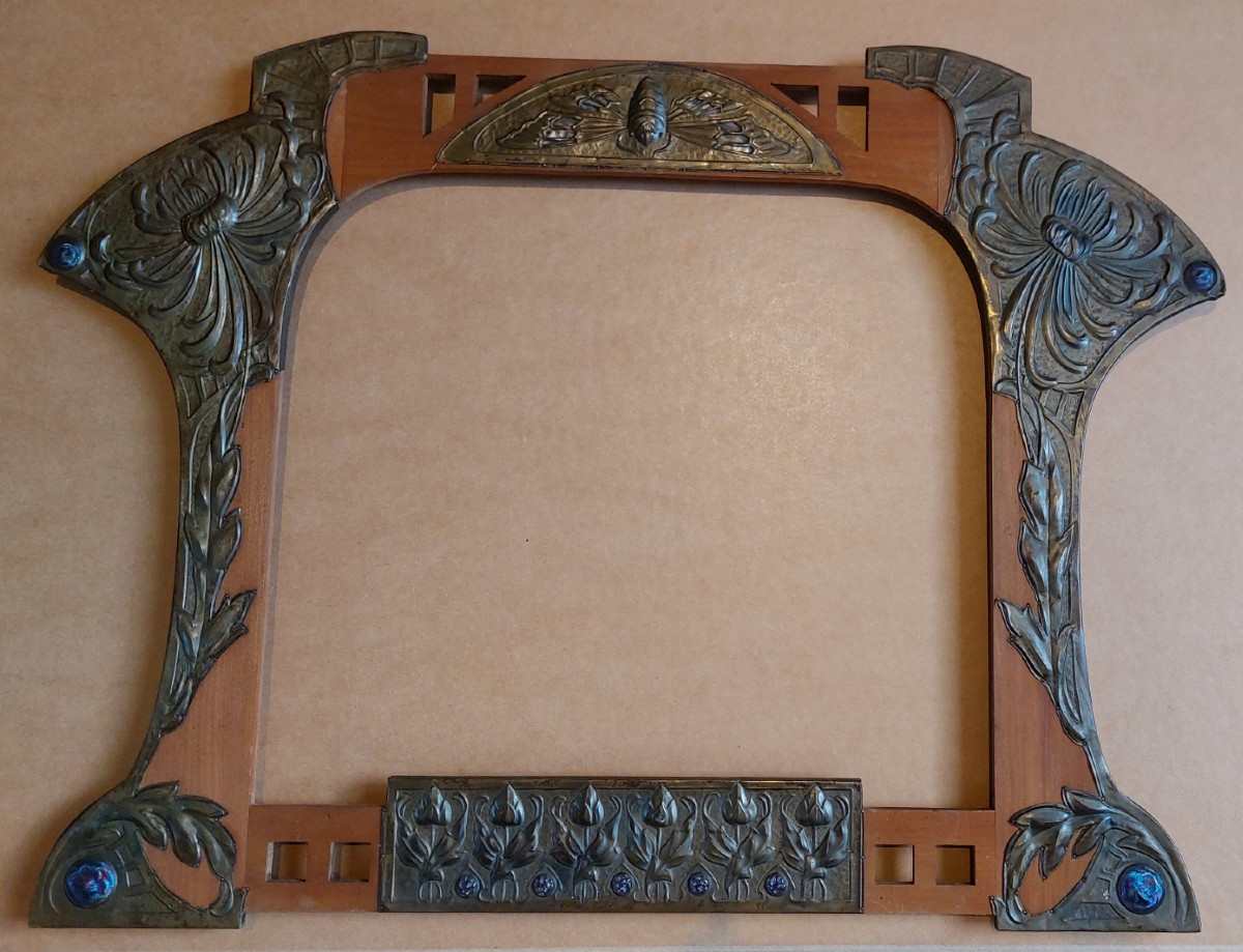 Art Nouveau Frame In Wood And Metal-photo-3