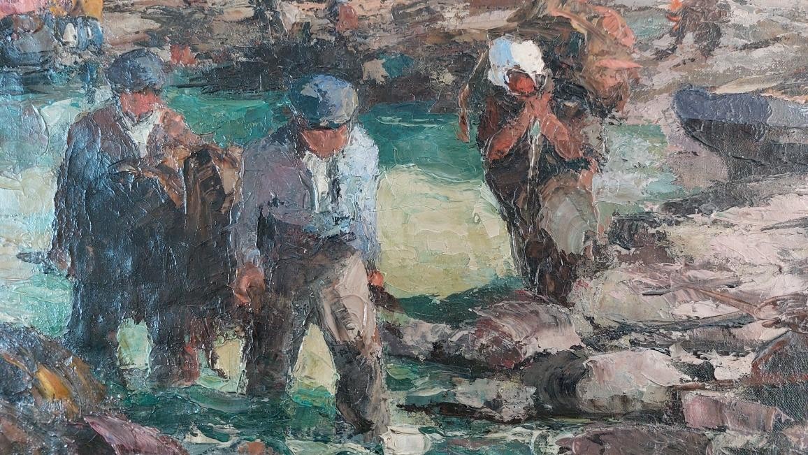 Louis Garin ( 1888-1959)  "Les ramasseurs de goémon en Bretagne"-photo-3
