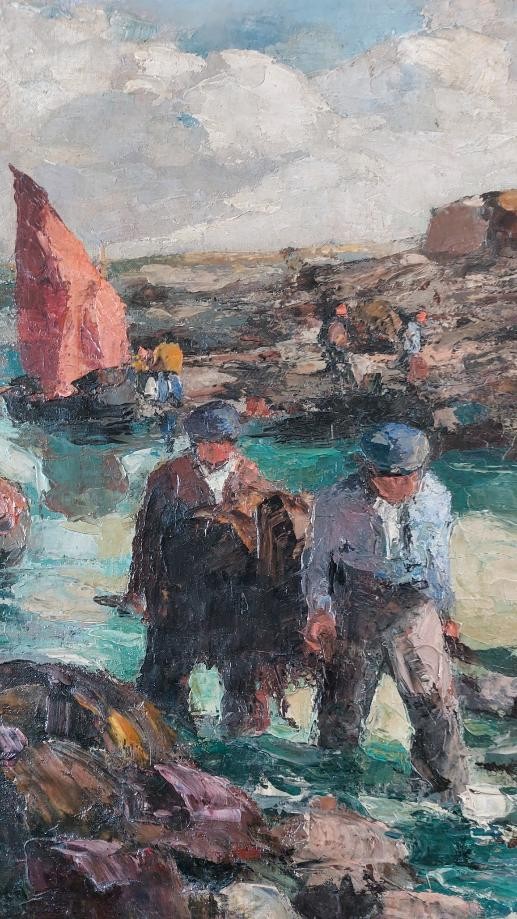 Louis Garin ( 1888-1959)  "Les ramasseurs de goémon en Bretagne"-photo-4