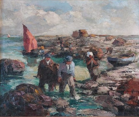 Louis Garin ( 1888-1959)  "Les ramasseurs de goémon en Bretagne"